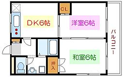 都営新宿線 菊川駅 徒歩6分の賃貸マンション 3階2DKの間取り