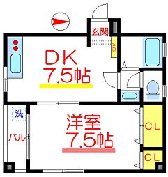 都営大江戸線 新御徒町駅 徒歩4分の賃貸マンション 2階1DKの間取り
