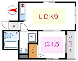 メゾンマナカ3 1LDKの間取図画像