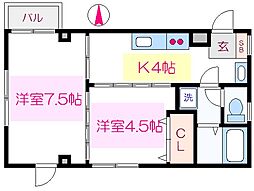 福住ビル 2Kの間取図画像