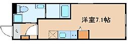クラヴィール上野田原町 ワンルームの間取図画像