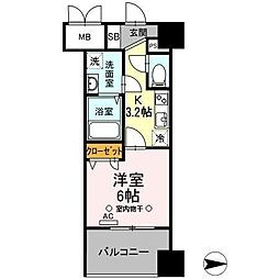 トリオマーレ蔵前 1Kの間取図画像