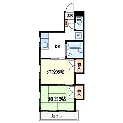 エクセルコート・タキザキ 2DKの間取図画像