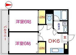 レジデンス宮田 2DKの間取図画像