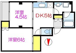 ムラヤマハイツ-2 2Kの間取図画像