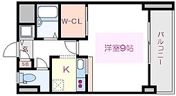 レニエ・ラ・ヴェルトゥ ワンルームの間取図画像