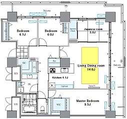 東京メトロ日比谷線 南千住駅 徒歩5分の賃貸マンション 23階4LDKの間取り