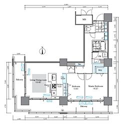 東京メトロ日比谷線 南千住駅 徒歩5分の賃貸マンション 10階2LDKの間取り