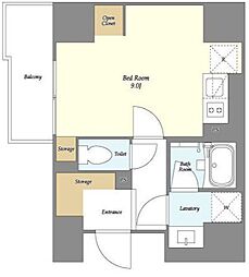 都営浅草線 浅草橋駅 徒歩5分の賃貸マンション 13階ワンルームの間取り