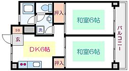 京梅ビル 2DKの間取図画像