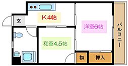 藤コーポ 2Kの間取図画像