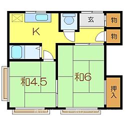 晴美荘 2Kの間取図画像