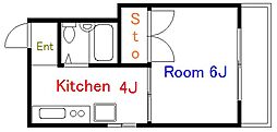 ミキハイツ 1Kの間取図画像