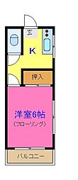 小林荘 1Kの間取図画像