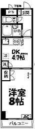 レジデンスクラモト 1DKの間取図画像