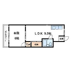バイエルハイツ 1LDKの間取図画像