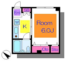 第2小島ビル 1Kの間取図画像
