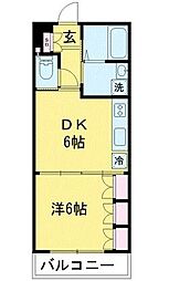 グレイスコート 1DKの間取図画像