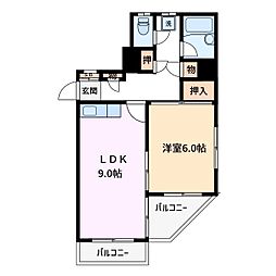 ドエル亀有 1LDKの間取図画像