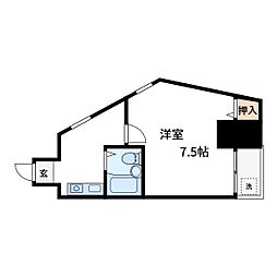 ノヴェルコート 6階1Kの間取り