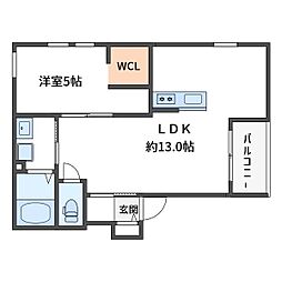 C・House 1LDKの間取図画像