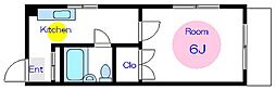 メゾンオサベ 1Kの間取図画像