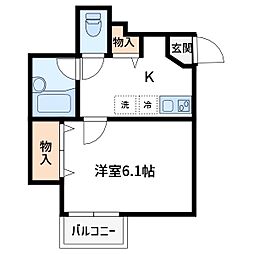 メゾン石神白山 1Kの間取図画像