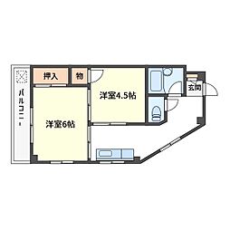 奥田マンション 2Kの間取図画像