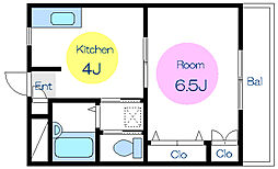 シャイン王子神谷 3階1Kの間取り