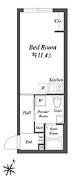 IMEX白金 ワンルームの間取図画像