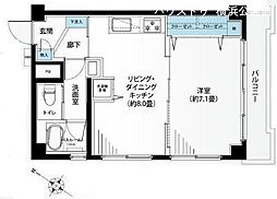 マンション長者町 1LDKの間取図画像