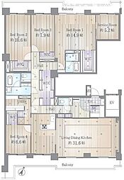 パークシティ本牧A棟 4SLDKの間取図画像