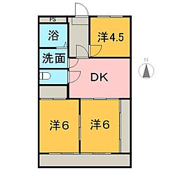 リバーサイドコーポ（都城市） 3階3DKの間取り
