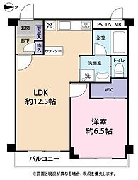 ライオンズマンション三春台 1LDKの間取図画像