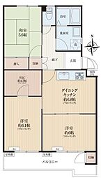 前田ハイツ2号棟 3DKの間取り