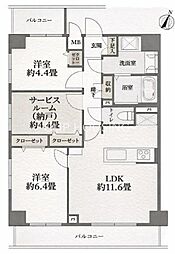 マリーヌ吉野町 2SLDKの間取図画像