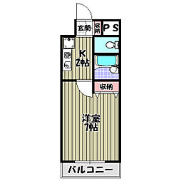 レイナ錦織 3階1Kの間取り