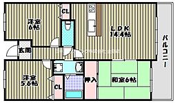 グランパス富田林 3LDKの間取図画像