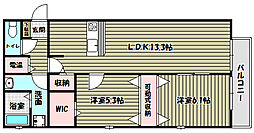メゾン・カンフリエ 2LDKの間取図画像