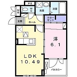 グランドール 1LDKの間取図画像
