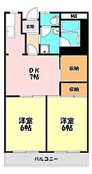 金剛グリーンハイツHA棟 2SDKの間取図画像