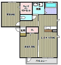バレンシア 2LDKの間取図画像