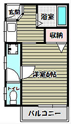 サンハイツA 1Kの間取図画像