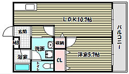 カンターレ鶯谷1番館 1LDKの間取図画像
