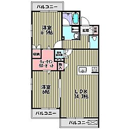 トゥールブランシュM&M1 2LDKの間取図画像