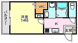 グランデール 1Kの間取図画像