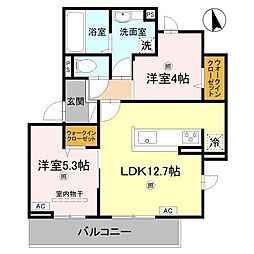 堺市南区和田東アパート 2LDKの間取図画像