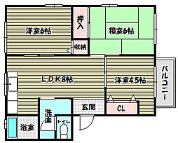 サンフル狭山2棟 3DKの間取図画像