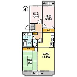 オースター6番館 3LDKの間取図画像