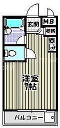 スカイ南花台 ワンルームの間取図画像